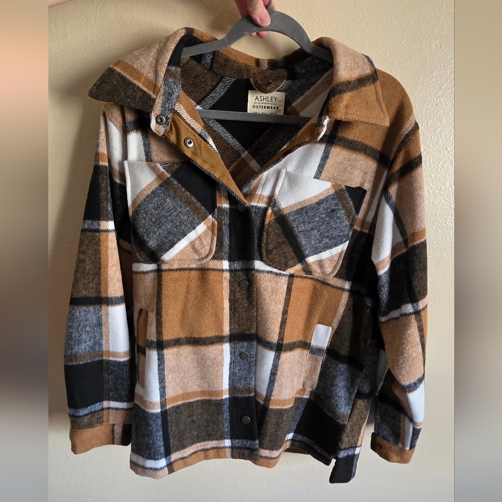 Ashley By 26 International Plaid Outerwear in Brown and Black